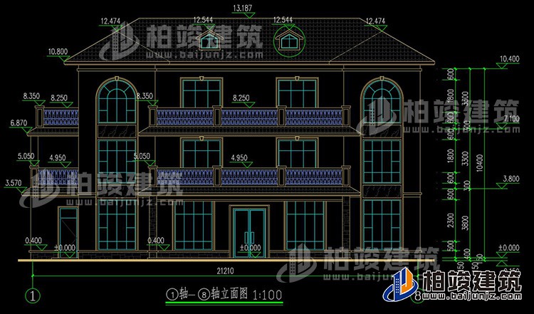农村三层兄弟双拼欧式风格别墅设计图及效果图纸BZ369-简欧风格